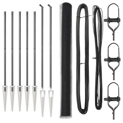 Zaunpfosten Grau 10 x 1,6 m (13 mm Netz) Stahl und PVC