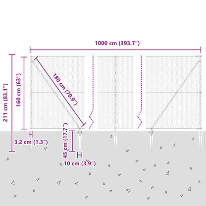 vidaXL Zaunpfosten Grau 10 x 1,6 m (25 mm Maschenweite) Stahl und PVC