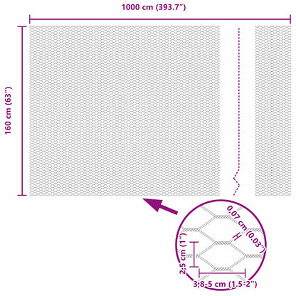 vidaXL Zaunpfosten Grau 10 x 1,6 m (25 mm Maschenweite) Stahl und PVC