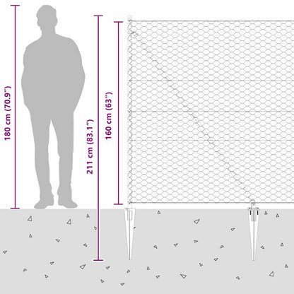vidaXL Zaunpfosten Grau 10 x 1,6 m (50 mm Maschenweite) Stahl und PVC