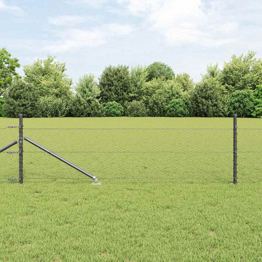 vidaXL Zaunpfosten Grau 25 x 0,4 m (25 mm Masche) Stahl und PVC