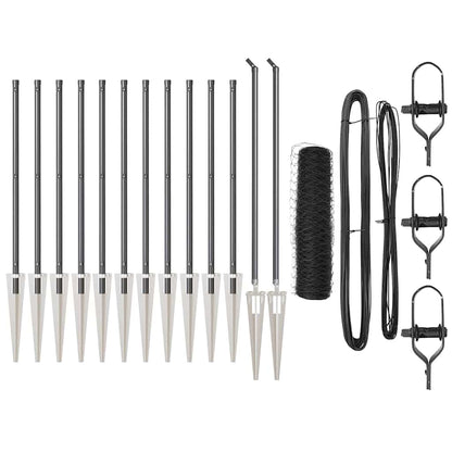 Zaunpfosten Grau 25 x 0,4 m (50 mm Mesh) Stahl und PVC