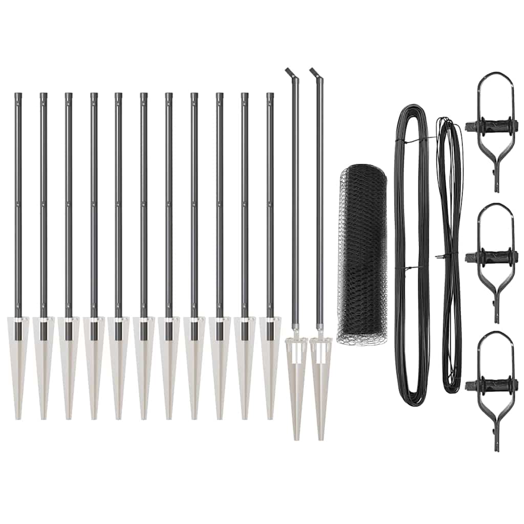 Zaunpfosten Grau 25 x 0,5 m (25 mm Netz) Stahl