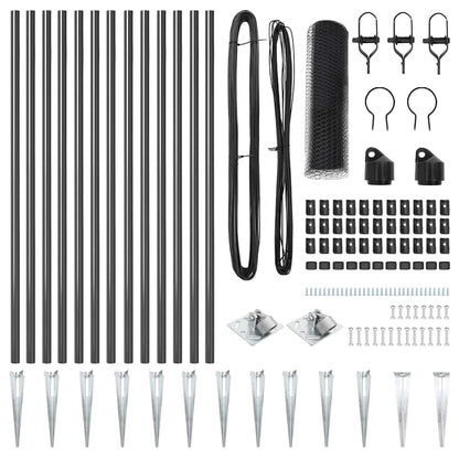Zaunpfosten Grau 25 x 0,5 m (25 mm Netz) Stahl
