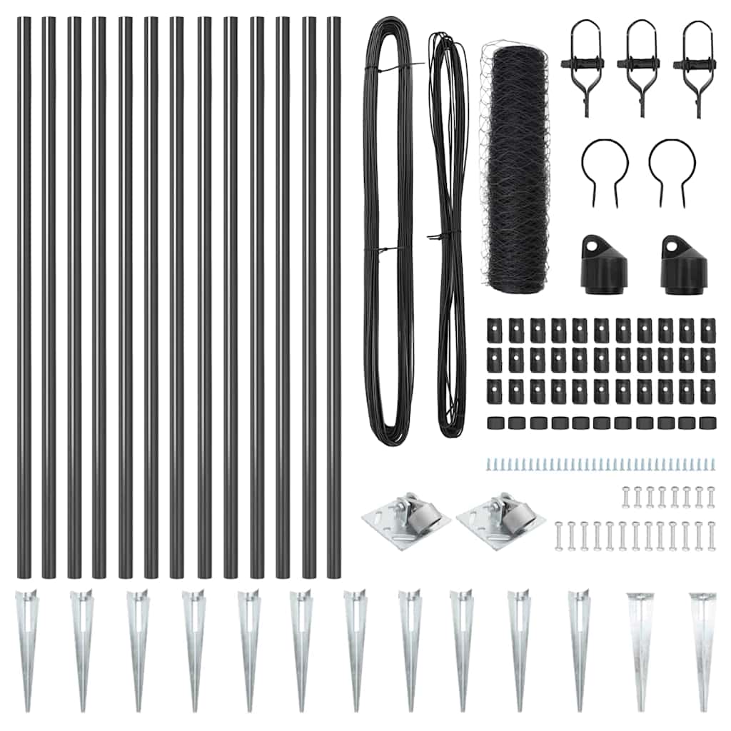 Zaunpfosten Grau 25 x 0,5 m (50 mm Maschenweite) Stahl
