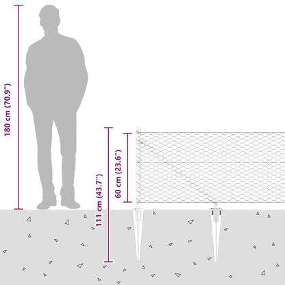 vidaXL Zaunpfosten Grau 25 x 0,6 m (36 mm Maschen) Stahl und PVC