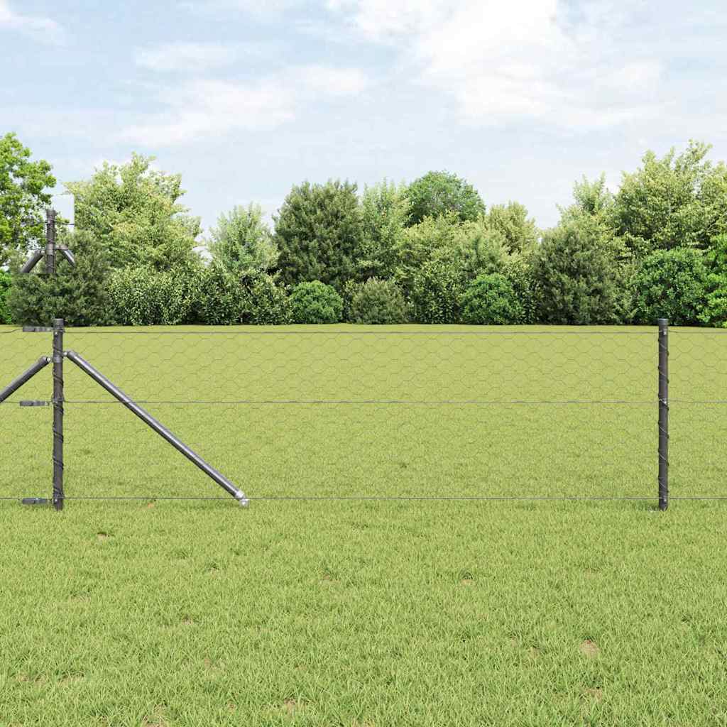 vidaXL Zaunpfosten Grau 25 x 0,6 m (50 mm Maschen) Stahl und PVC