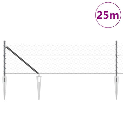 vidaXL Zaunpfosten Grau 25 x 0,6 m (50 mm Maschen) Stahl und PVC