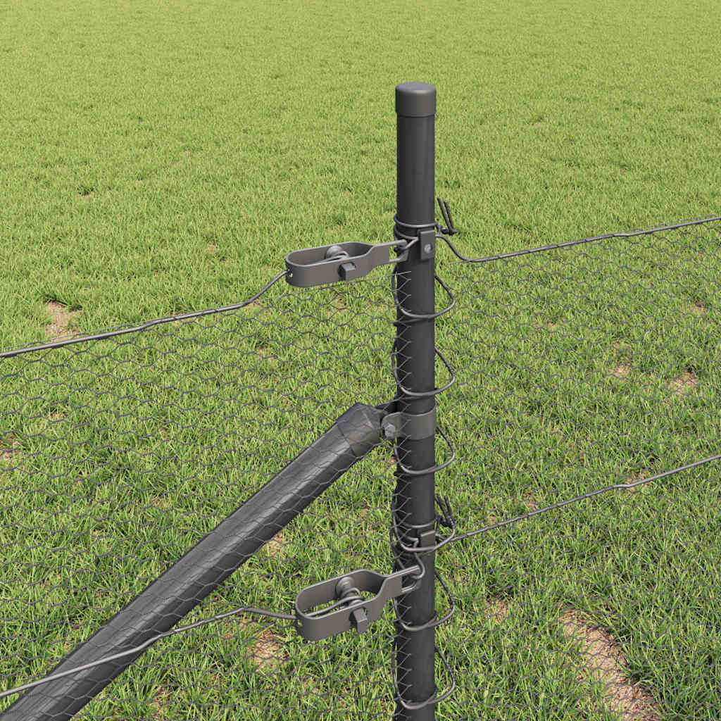 Zaunpfosten Grau 25 x 0,8 m (13 mm Mesh) Stahl und PVC