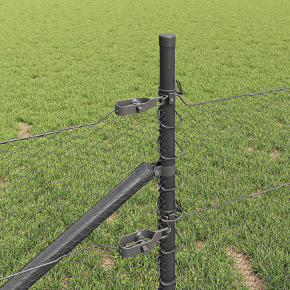 Zaunpfosten Grau 25 x 0,8 m (13 mm Mesh) Stahl und PVC