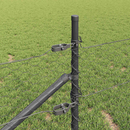 Zaunpfosten Grau 25 x 0,8 m (36 mm Netz) Stahl und PVC