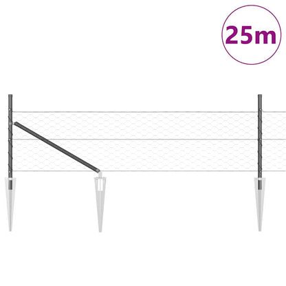 Zaunpfosten Grau 25 x 0,8 m (50 mm Mesh) Stahl und PVC