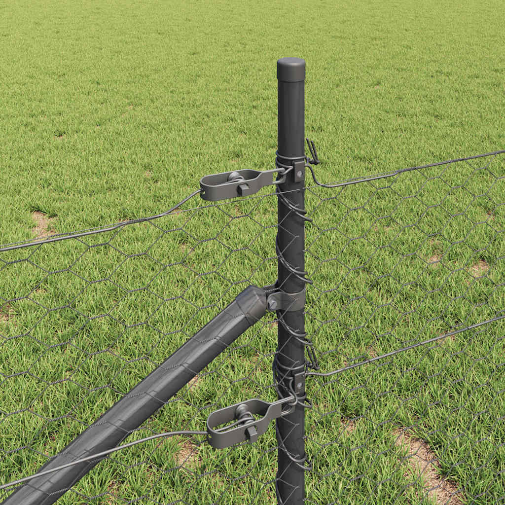 Zaunpfosten Grau 25 x 1 m (36 mm Maschen) Stahl