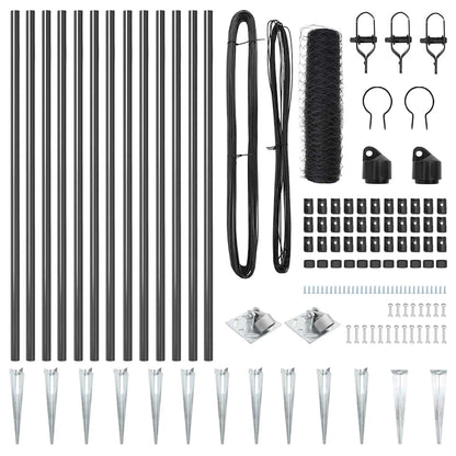 Zaunpfosten Grau 25 x 1 m (36 mm Maschen) Stahl