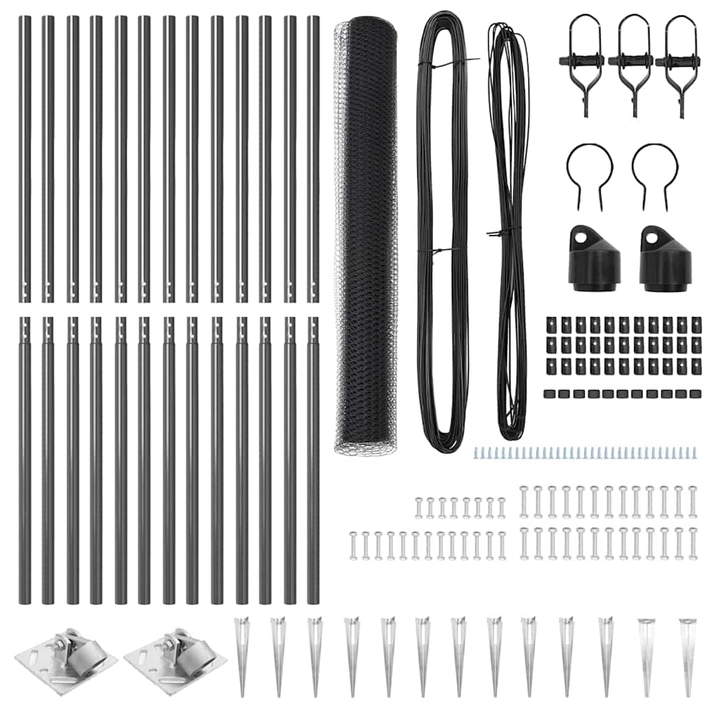 vidaXL Zaunpfosten Grau 25 x 1,2 m (13 mm Maschen) Stahl
