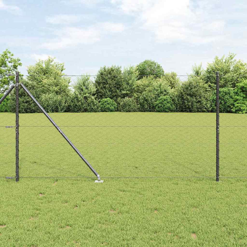 vidaXL Zaunpfosten Grau 25 x 1,2 m (50 mm Maschen) Stahl