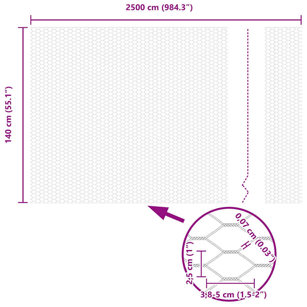 vidaXL Zaunpfosten Grau 25 x 1,4 m (25 mm Netz) Stahl und PVC