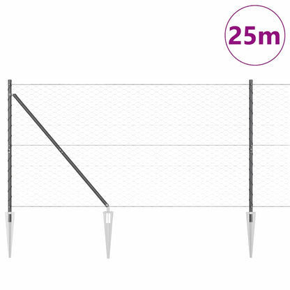vidaXL Zaunpfosten Grau 25 x 1,4 m (50 mm Mesh) Stahl und PVC