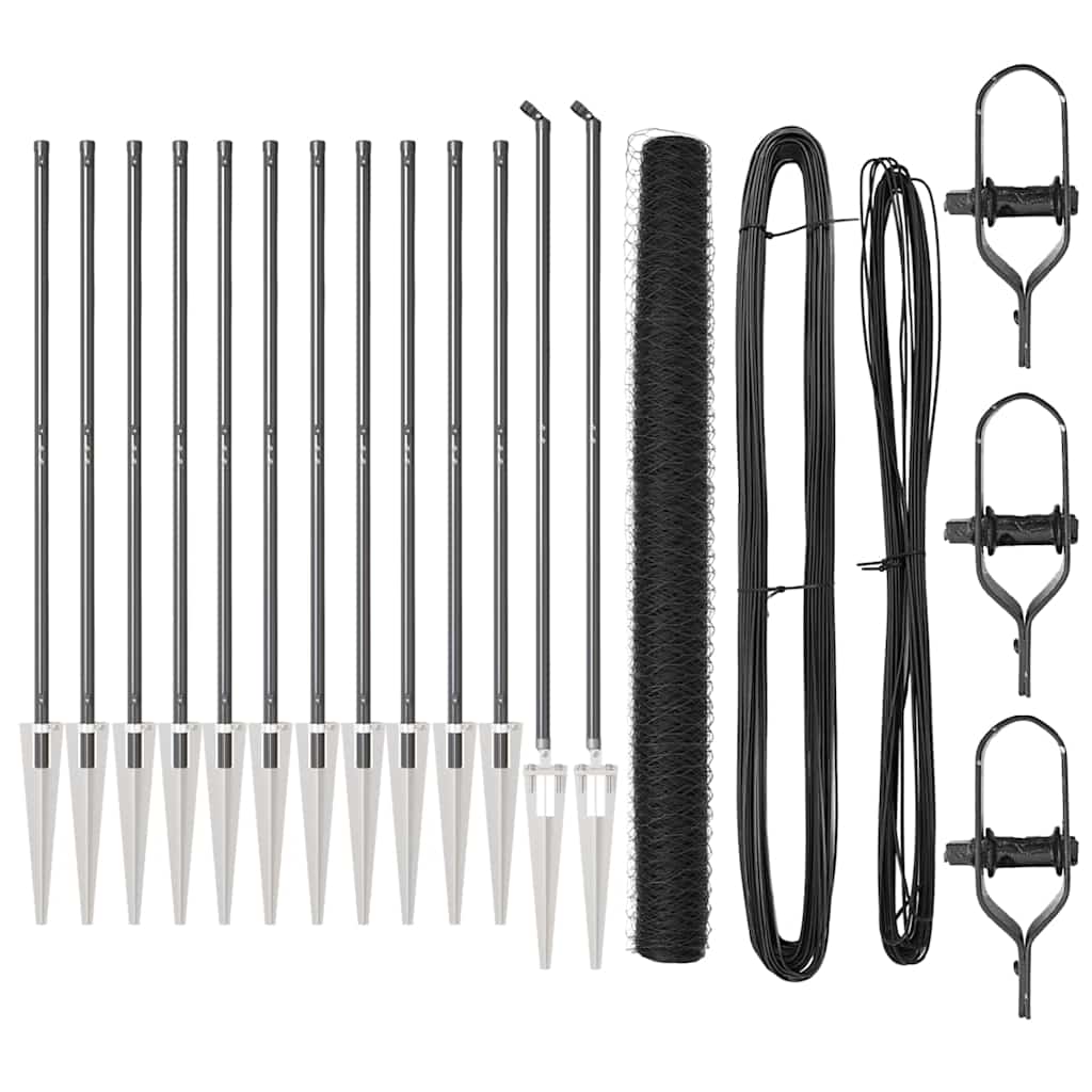 Zaunpfosten Grau 25 x 1,5 m (36 mm Maschen) Stahl