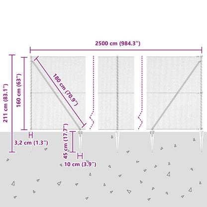 vidaXL Zaunpfosten Grau 25 x 1,6 m (13 mm Maschenweite) Stahl und PVC