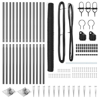 vidaXL Zaunpfosten Grau 25 x 1,6 m (36 mm Mesh) Stahl und PVC