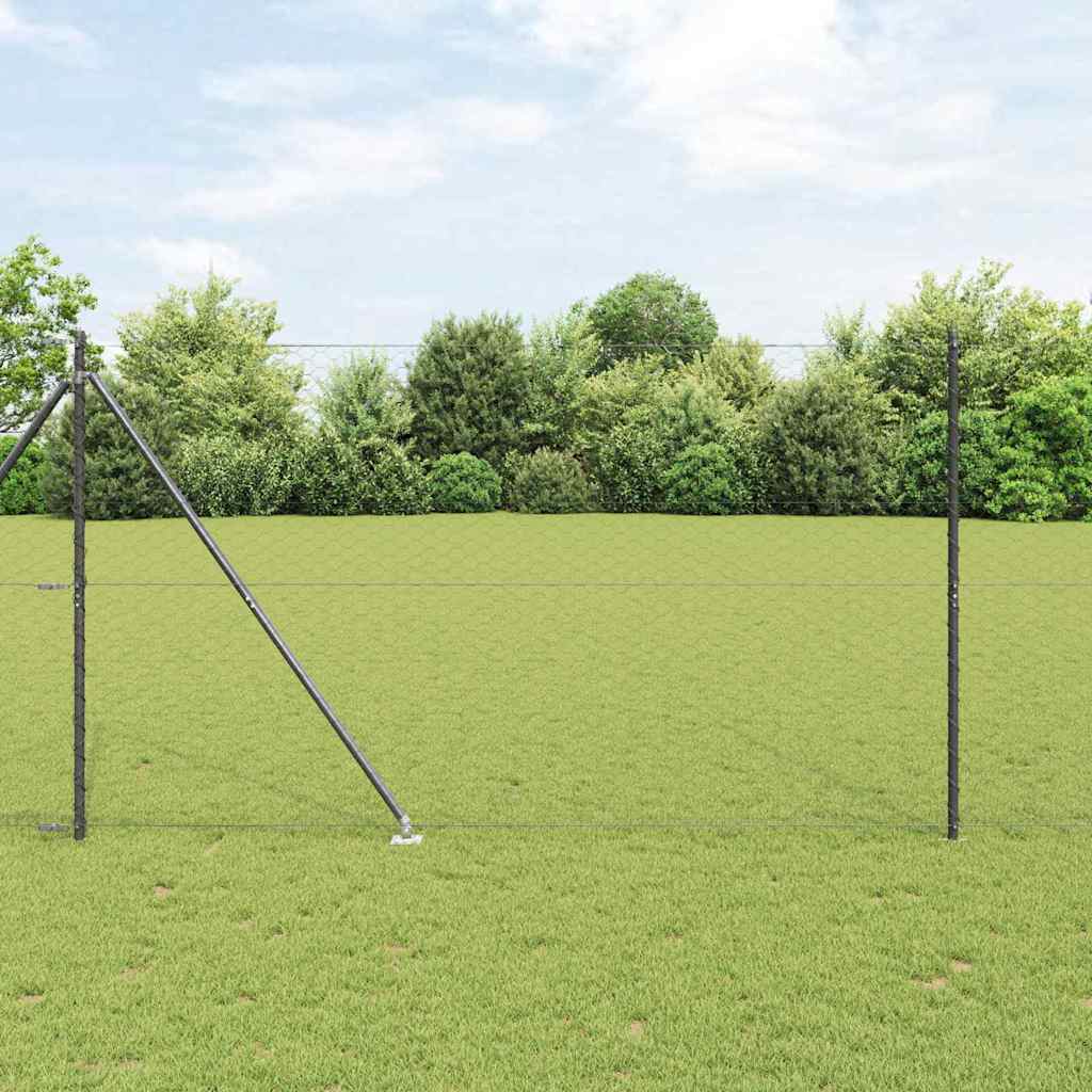 vidaXL Zaunpfosten Grau 25 x 1,6 m (50 mm Geflecht) Stahl und PVC