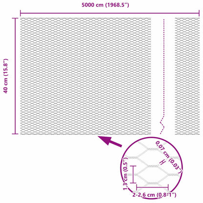 vidaXL Zaunpfosten Grau 50 x 0,4 m (13 mm Netz) Stahl und PVC