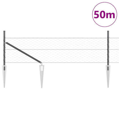 vidaXL Zaunpfosten Grau 50 x 0,4 m (50 mm Netz) Stahl und PVC