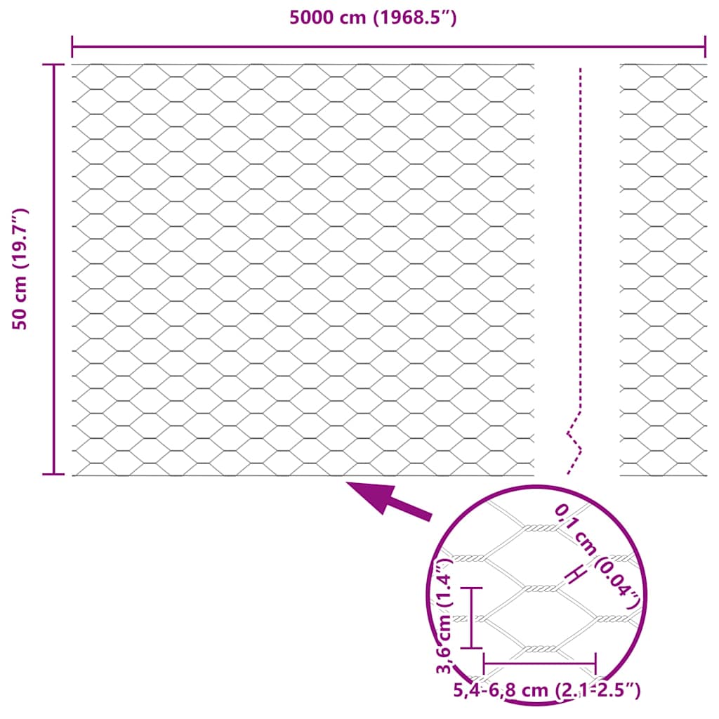 vidaXL Zaunpfosten Grau 50 x 0,5 m (36 mm Netz) Stahl und PVC