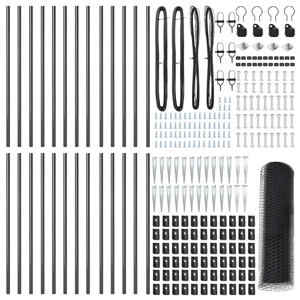Zaunpfosten Grau 50 x 0,6 m (25 mm Mesh) Stahl und PVC