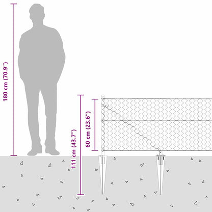 vidaXL Zaunpfosten Grau 50 x 0,6 m (50 mm Gewebe) Stahl und PVC
