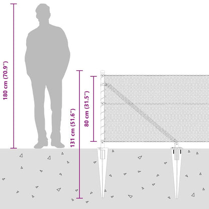 vidaXL Zaunpfosten Grau 50 x 0,8 m (13 mm Maschenweite) Stahl und PVC