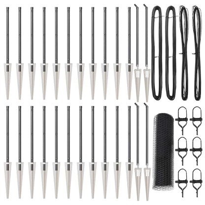 Zaunpfosten Grau 50 x 1 m (13 mm Maschendraht) Stahl und PVC