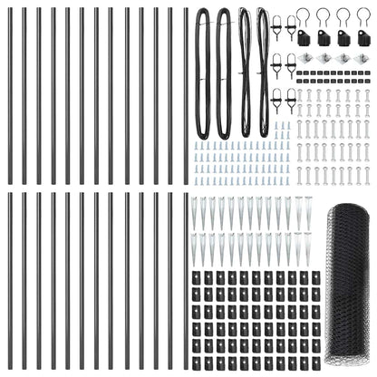 Zaunpfosten Grau 50 x 1 m (13 mm Maschendraht) Stahl und PVC