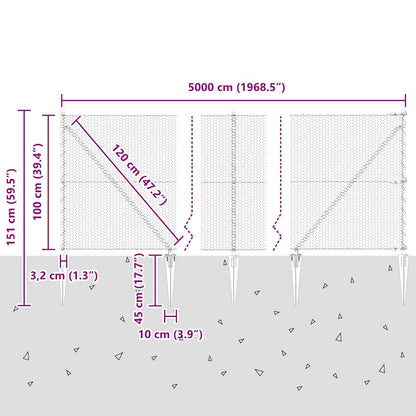 vidaXL Zaunpfosten Grau 50 x 1 m (25 mm Maschenweite) Stahl und PVC