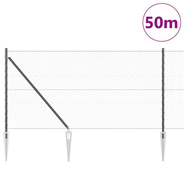 vidaXL Zaunpfosten Grau 50 x 1 m (36 mm Maschen) Stahl und PVC