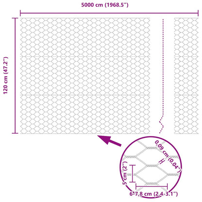 vidaXL Zaunpfosten Grau 50 x 1,2 m (50 mm Gitter) Stahl und PVC