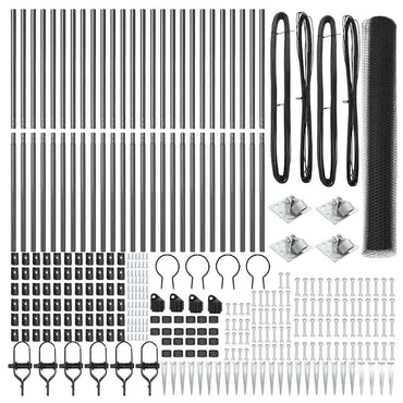 vidaXL Zaunpfosten Grau 50 x 1,4 m (13 mm Maschenweite) Stahl und PVC