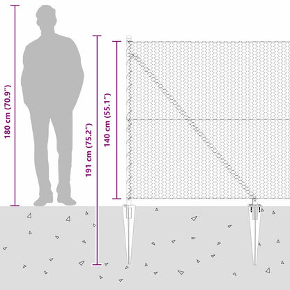 vidaXL Zaunpfosten Grau 50 x 1,4 m (25 mm Maschenweite) Stahl und PVC
