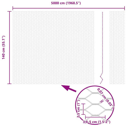 vidaXL Zaunpfosten Grau 50 x 1,4 m (25 mm Maschenweite) Stahl und PVC