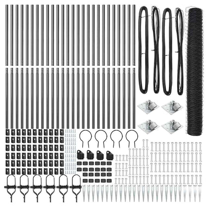vidaXL Zaunpfosten Grau 50 x 1,4 m (36 mm Netz) Stahl und PVC
