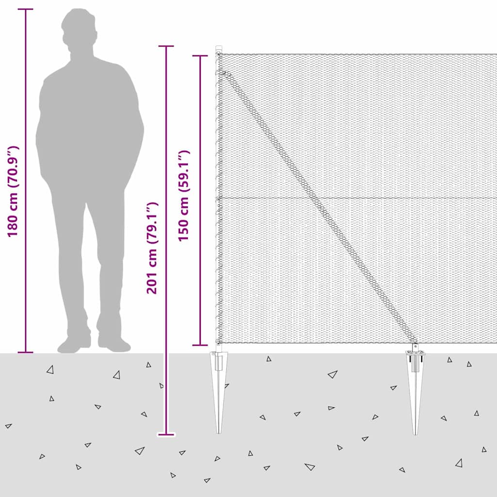 vidaXL Zaunpfosten Grau 50 x 1,5 m (13 mm Maschen) Stahl und PVC