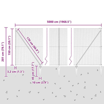 vidaXL Zaunpfosten Grau 50 x 1,5 m (13 mm Maschen) Stahl und PVC