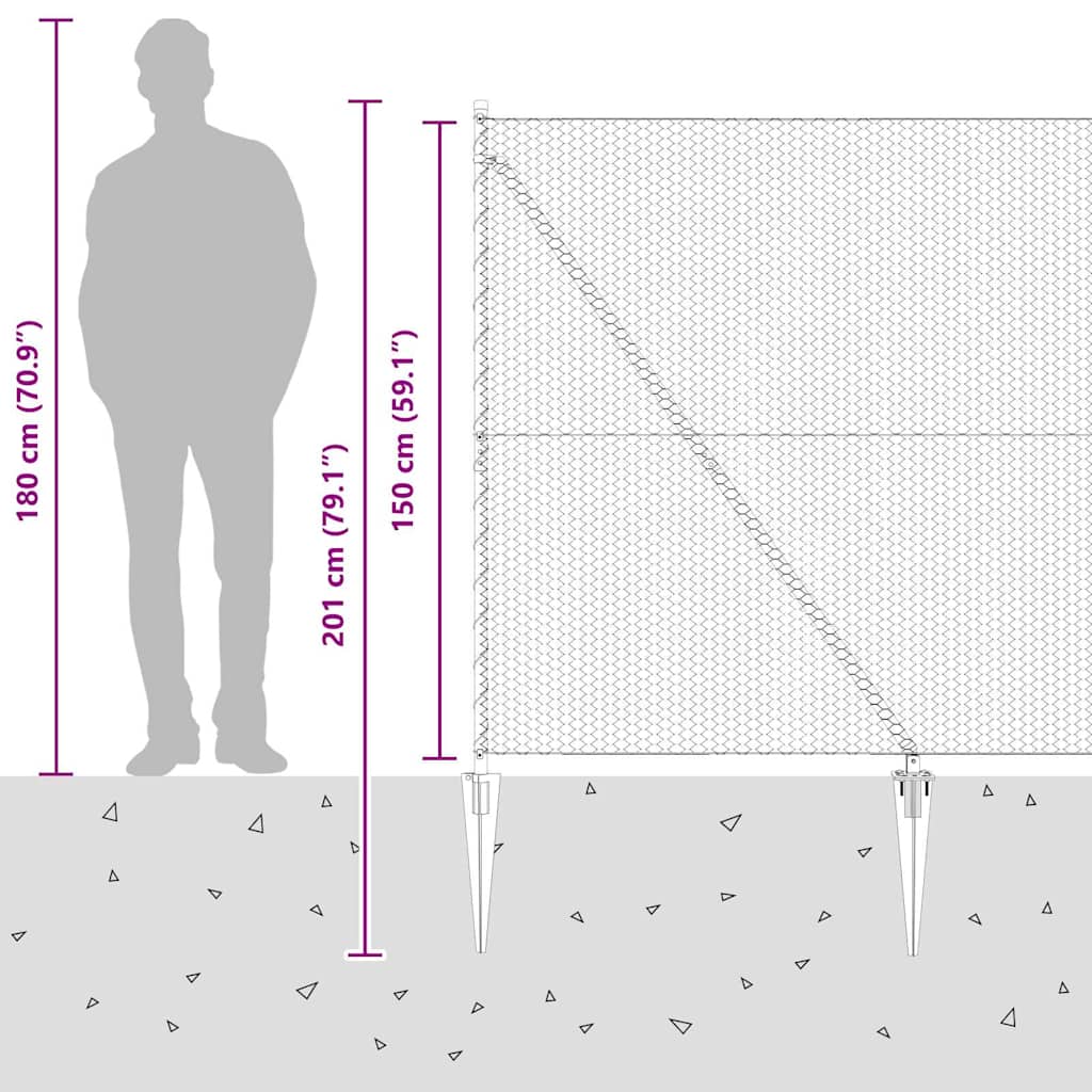 vidaXL Zaunpfosten Grau 50 x 1,5 m (25 mm Maschenweite) Stahl und PVC