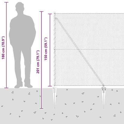 vidaXL Zaunpfosten Grau 50 x 1,5 m (25 mm Maschenweite) Stahl und PVC