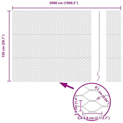 vidaXL Zaunpfosten Grau 50 x 1,5 m (36 mm Maschenweite) Stahl und PVC
