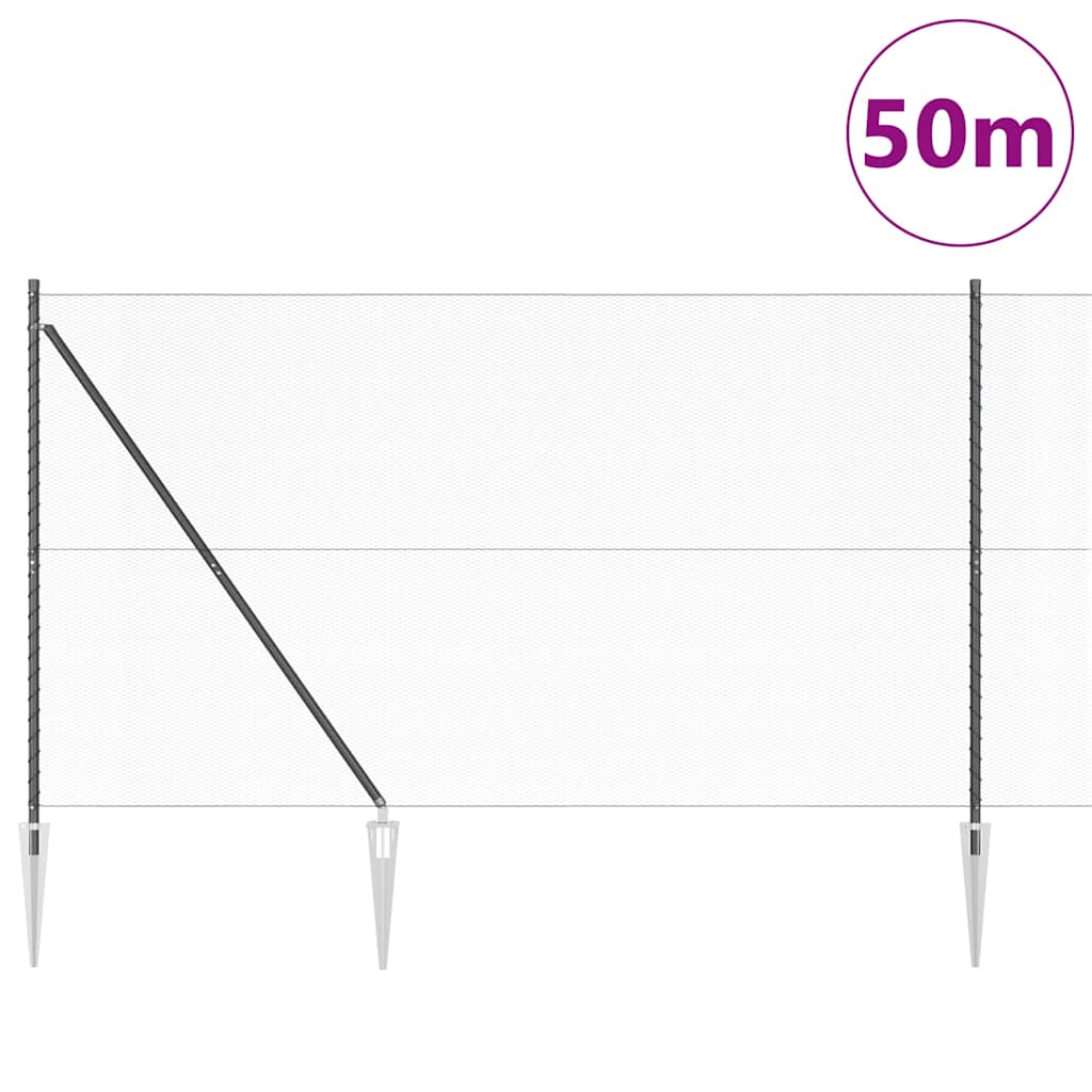 vidaXL Zaunpfosten Grau 50 x 1,6 m (13 mm Maschen) Stahl und PVC