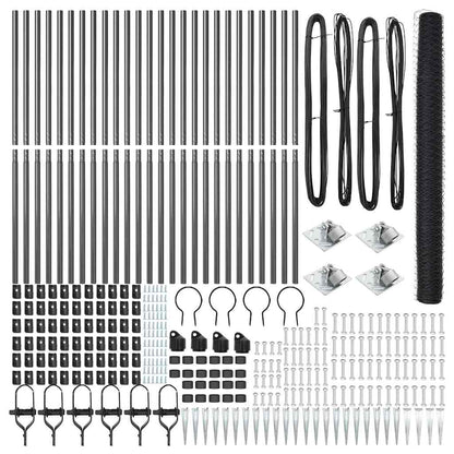 vidaXL Zaunpfosten Grau 50 x 1,6 m (36 mm Gitter) Stahl und PVC