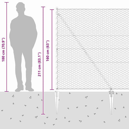 vidaXL Zaunpfosten Grau 50 x 1,6 m (36 mm Gitter) Stahl und PVC