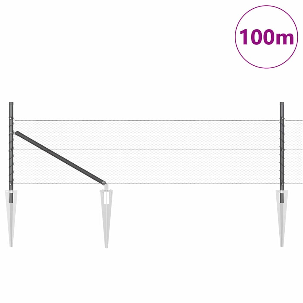 vidaXL Zaunpfosten Grau 100 x 0,4 m (13 mm Maschenweite) Stahl und PVC